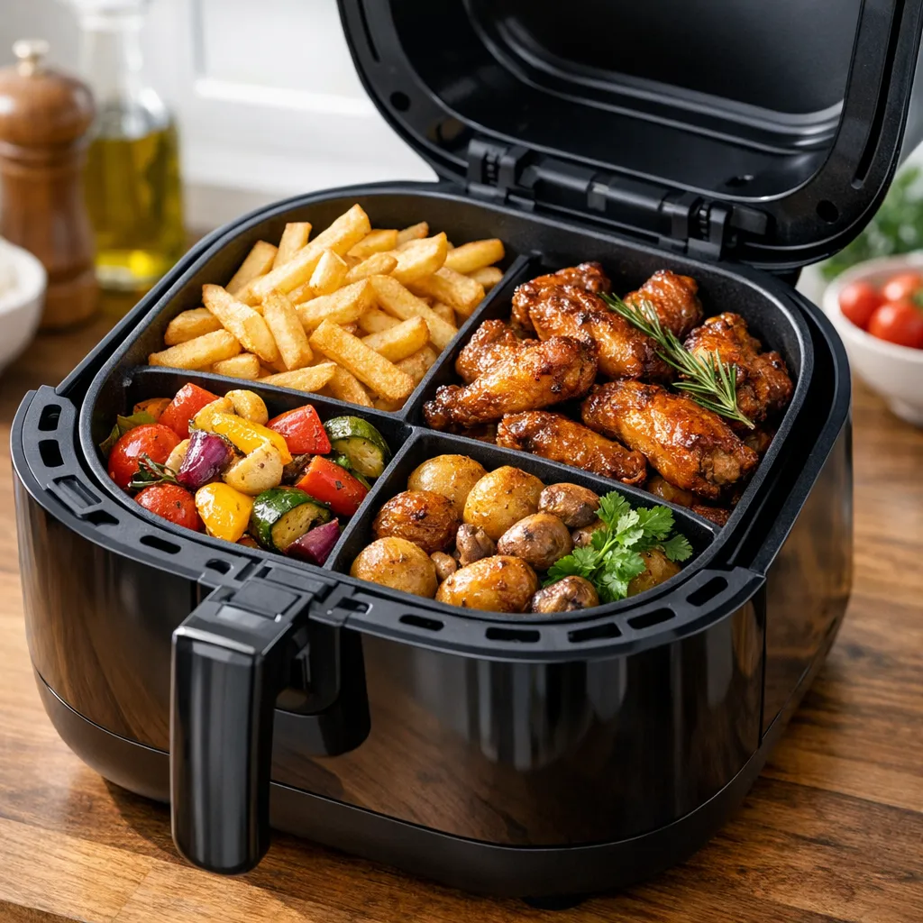 Best air fryer for beginners with crispy homemade meals on a modern kitchen counter